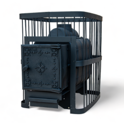 №1 Печь банная ComfortProm СТАЛЬ 8мм, до 16 кубов, чугунная дверь