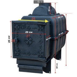 №1 Печь банная ComfortProm СТАЛЬ 8мм, до 16 кубов, чугунная дверь