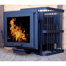 №13 Печь банная ComfortProm СТАЛЬ 8мм, до 16 кубов, ПАНОРАМА