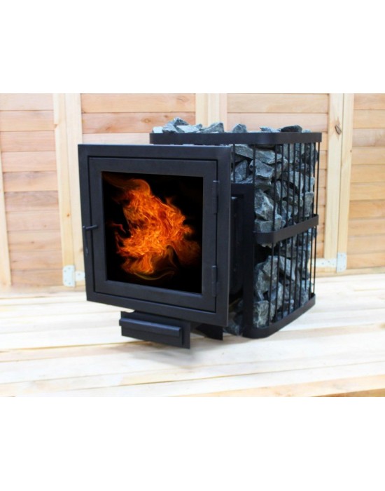 №14 Печь банная ComfortProm до 20 кубов, чугун,ПАНОРАМА