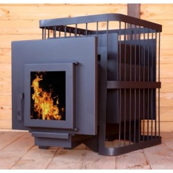 №7 Печь банная ComfortProm СТАЛЬ 8мм, до 16 кубов стекло