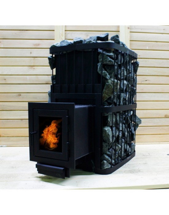 №27 Печь банная ComfortProm ЗАКРЫТАЯ, до 20 кубов, чугунная дверь со стеклом