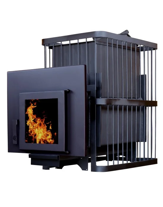 №29 Печь банная ComfortProm ЗАКРЫТАЯ, до 20 кубов, чугунная дверь со стеклом