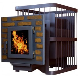 №52 Печь банная ComfortProm СТАЛЬ 3 мм, до 16 кубов, дверь со стеклом декор