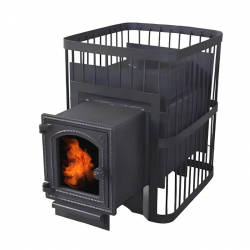 №4 Печь банная ComfortProm СТАЛЬ 8мм, до 16 кубов, со стеклом