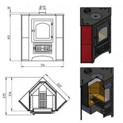 Печь-Камин ВЕЗУВИЙ ПК-01 (220) угловой беж. с конфоркой 9 кВт
