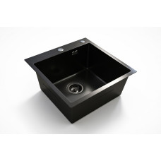 Кухонная мойка из нержавейки BLANTEK LS-5050STB Stone texture black Кухонная мойка из нержавейки BLANTEK LS-5050STB Stone texture black