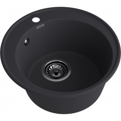 Кухонная мойка GRANFEST QUARZ Z-08 черный + сифон
