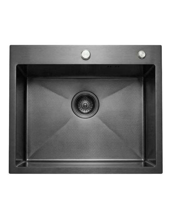 Кухонная мойка из нержавейки BLANTEK FS-5848HN Honeycomb Nano black ECO