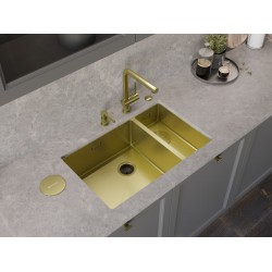 Кухонная мойка из нержавейки Omoikiri Taki 69-2-U/IF-LG-L Side светлое золото