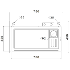 Кухонная мойка из нержавеющей стали GRANFEST METAL 7545 PVD графит