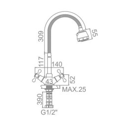 Смеситель для кухни Ledeme H19 L4319-3